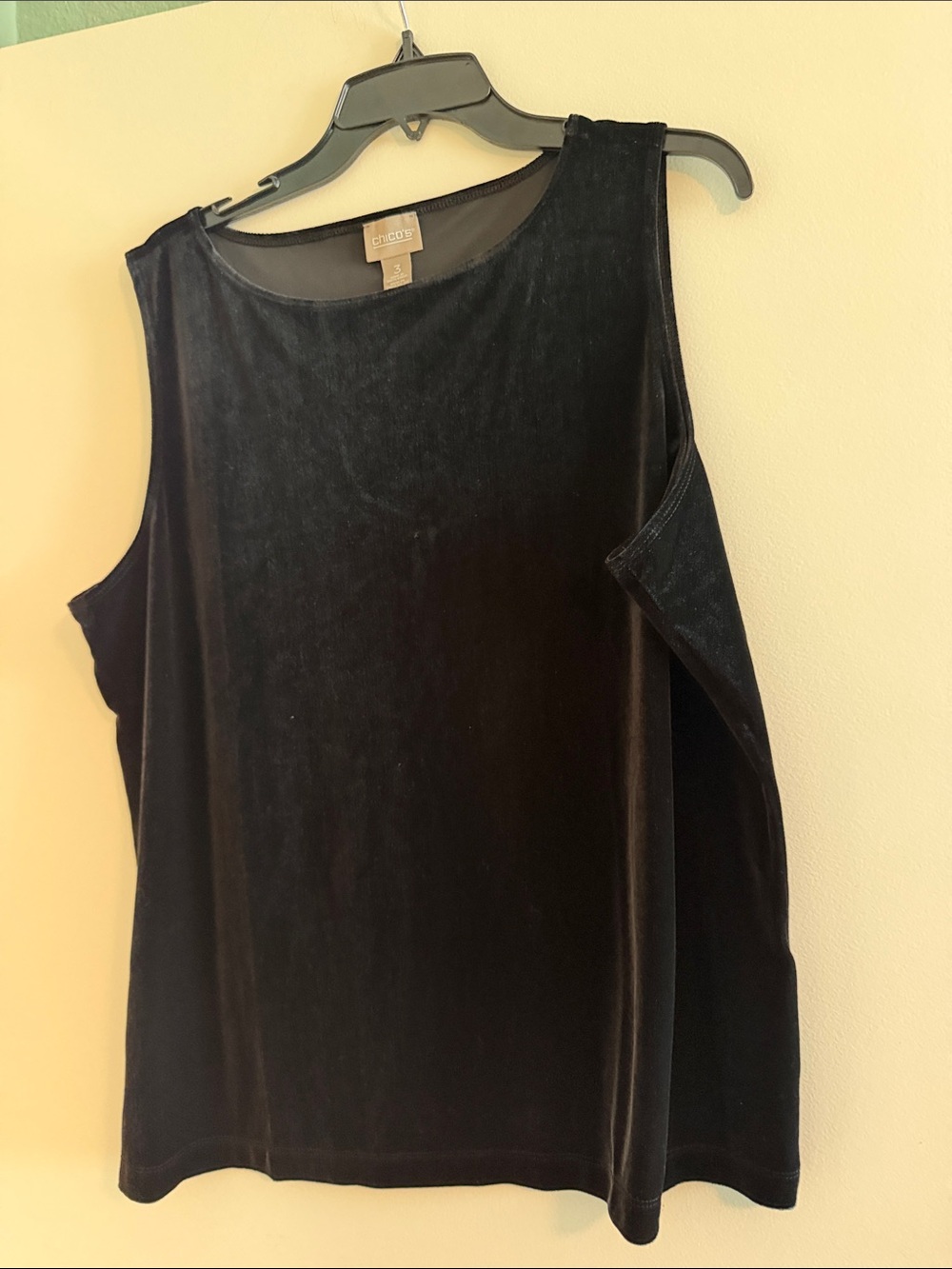Chico's Black Velvet Scoop Neck Sleeveless Tank